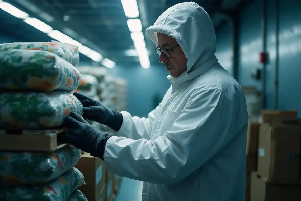 Working in a cold storage